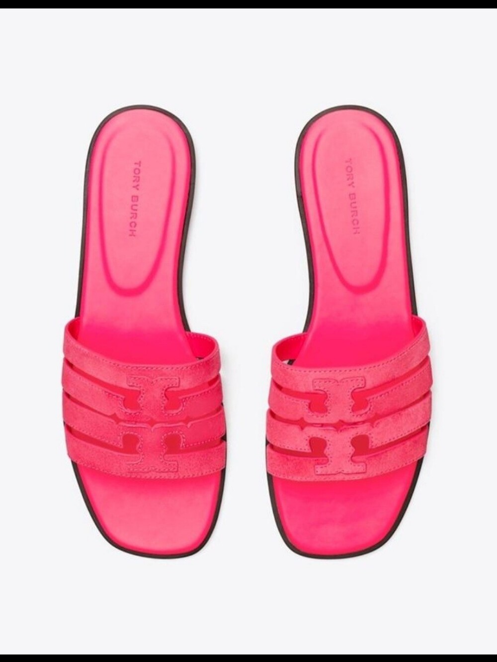 Tory Burch Hot Pink Logo Slide Sandals